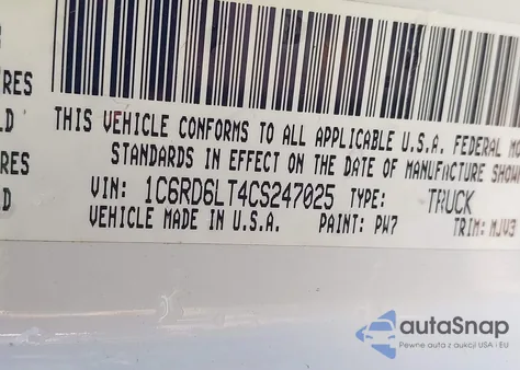 2012 Ram 1500 Slt z USA, uszkodzony, nr VIN 1C6RD6LT4CS247025